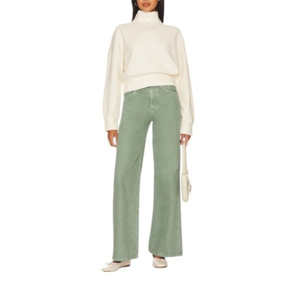 Citizens Of Humanity Loli Mid Rise Wide Leg Jeans Nova Green Womens Size 31